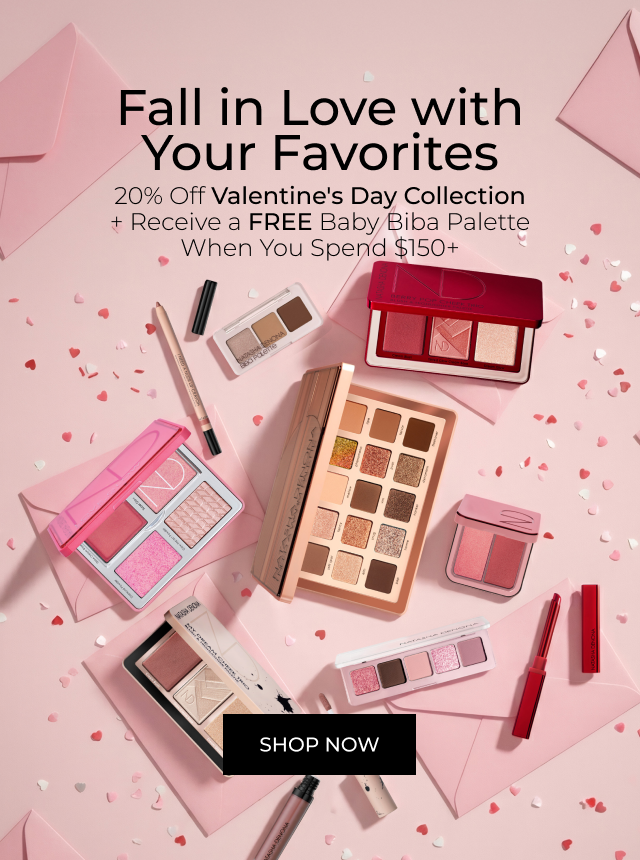 Valentine's Day Sale banner, presenting products from the Valentine's Day collection and details about the sale.